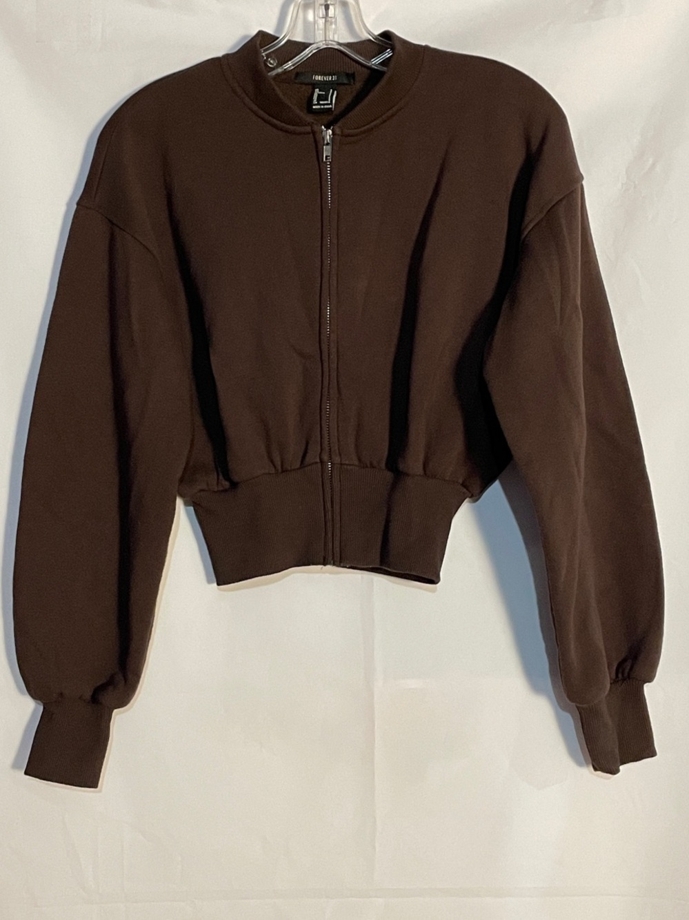 Forever 21 Cropped Bomber Jacket - Brown